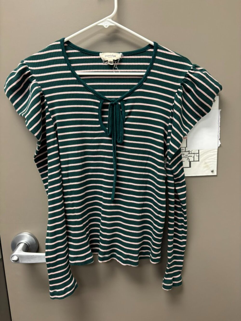 Striped puff-sleeve knit by Porridge, size XL